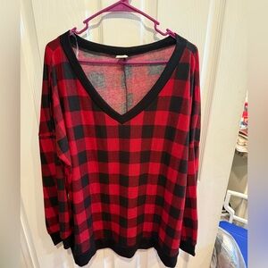 NWOT Sew In Love Red and Black Plaid Lightweight Sweatshirt Size 2X